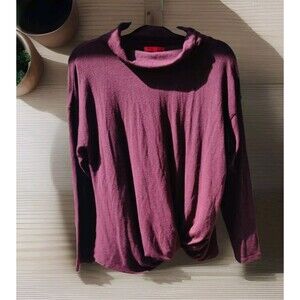 Jennifer Lopez Twist-Front Turtleneck Top Womens Large L Blouse Top Fall Winter